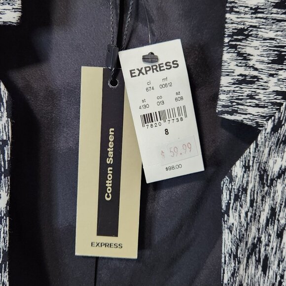 express Black White Patterned Blazer Jacket - Size 8 - Picture 8 of 14